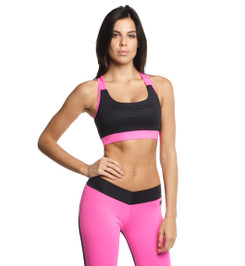 Топ спортивный черный с розовым Crossback