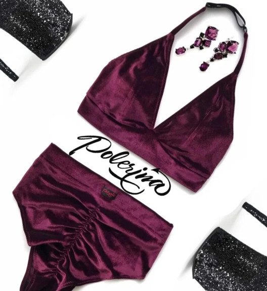 Шорты винные бархат Bikini Polerina