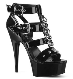 Босоножки Pleaser черные с ремешками DEL658/B/M