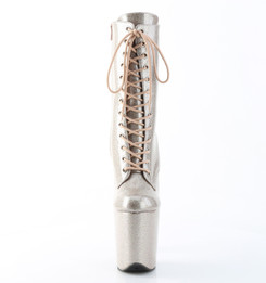 Ботильоны на платформе Pleaser бежевые с блеском FLAM1040GP/CHAG/M