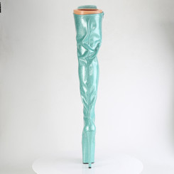 Ботфорты на платформе Pleaser голубые с блеском FLAM3020GP/AQG/M