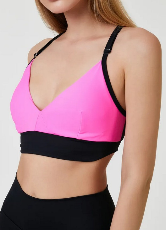 Топ черный с розовым Push Up с чашками