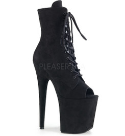 Ботильоны на платформе Pleaser черные замшевые FLAM1021FS/BFS/M