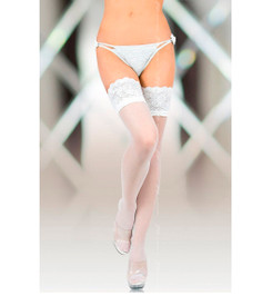 Чулки белые с кружевной резинкой SoftLine