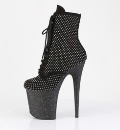 Ботильоны на платформе Pleaser черные со стразами FLAM1020RM/BFS-RS/M