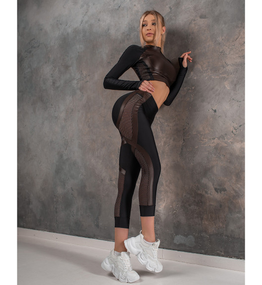 Лосины укороченные Move UP "Black & Brown Skin" Bona Fide