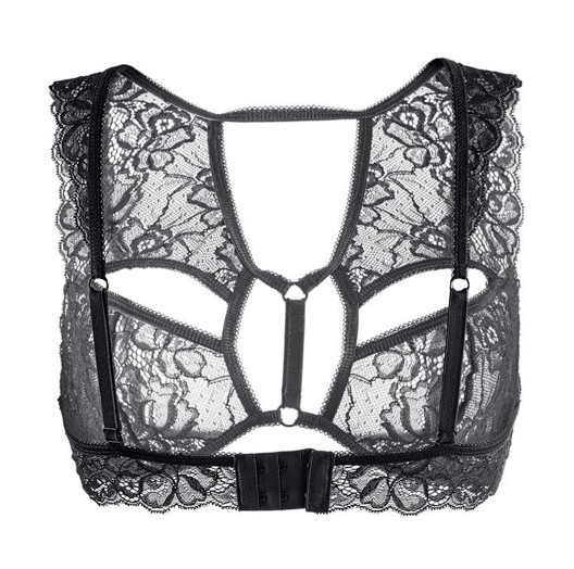 Бралетт черный кружевной с перемычками