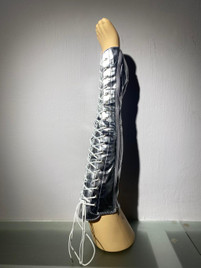 Краги до колена серебро