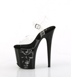 Стрипы Pleaser черные с черепом FLAM808NLSK/C/B-MC