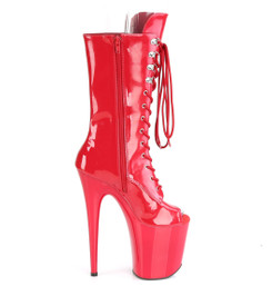 Ботильоны высокие на платформе Pleaser красные FLAM1051/R/M