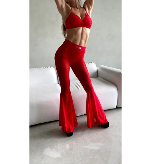 Брюки клеш красные сетка EXORCE