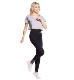 Лосины высокие черные с серым меланжем Vibe