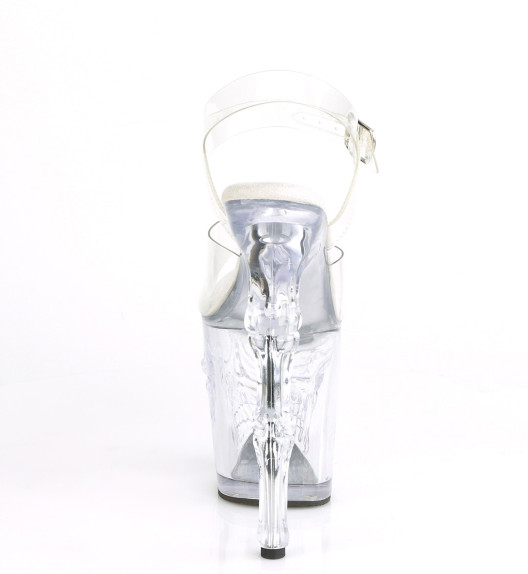 Босоножки на платформе Pleaser прозрачные с черепом RAPT808/C/M