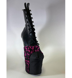 Защита на стрипы розовая с черным кружевом Lace