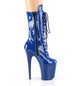 Ботильоны высокие на платформе Pleaser синие лаковые FLAM1050/RYBL/M
