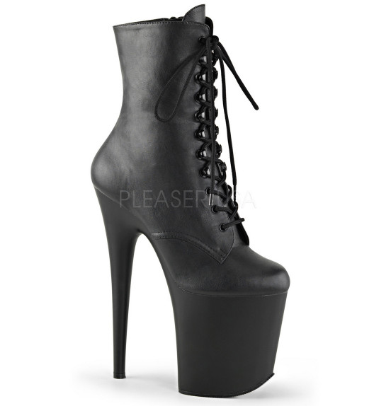 Ботильоны на платформе Pleaser черные матовые FLAM1020/BPU/M