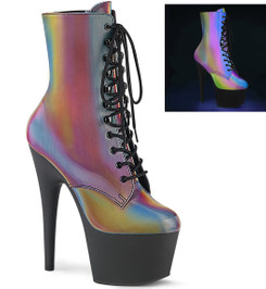 Ботильоны на платформе Pleaser радужные ADO1020REFL/RBOW/B