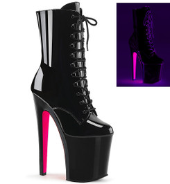 Ботильоны на платформе Pleaser черные лаковые XTM1020TT/B/B-NHP