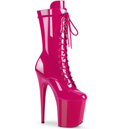 Ботильоны высокие на платформе Pleaser фуксия лаковые FLAM1050/HP/M