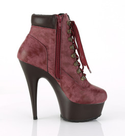Ботинки на платформе Pleaser Тимберленд бордовые DEL600TL-02/BYNB/DBN