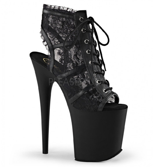 Ботильоны на платформе Pleaser черные FLAM896LC/BM/M