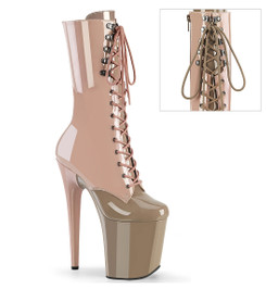 Ботильоны высокие на платформе Pleaser бежевые FLAM1054DC/DTPN-SD/M