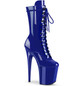 Ботильоны высокие на платформе Pleaser синие лаковые FLAM1050/RYBL/M