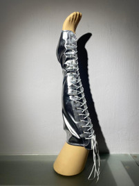 Краги до колена серебро