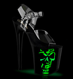 Стрипы Pleaser черные с черепом FLAM808NLSK/C/B-MC