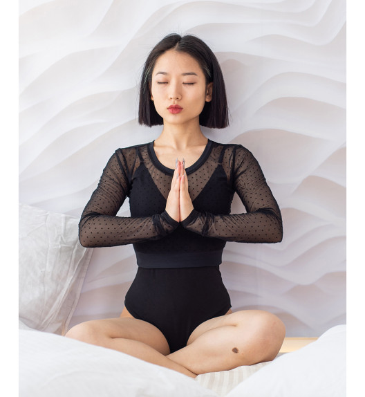 Лонгслив черный Polka Dot I-Style