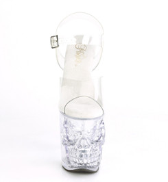 Босоножки на платформе Pleaser прозрачные с черепом RAPT808/C/M