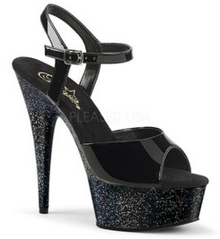 Туфли Pleaser черные с блестками DEL609MG/B/M