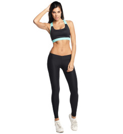 Топ спортивный черный с мятой Crossback Star