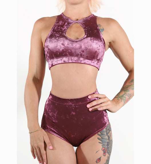 Шорты пурпурные бархатные Shanz Pin Up I-Style