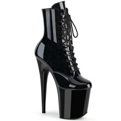 Ботильоны на платформе Pleaser черные с блеском FLAM1020BLG/B-BLG/M