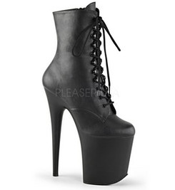 Ботильоны на платформе Pleaser черные матовые FLAM1020/BPU/M