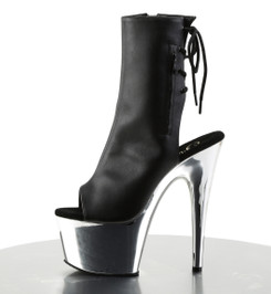 Ботильоны на платформе двойки Pleaser черные матовые ADO1018/BPU/SCH