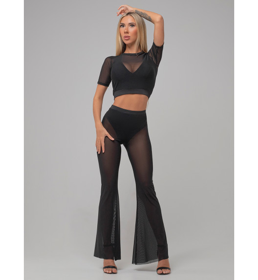 Брюки клеш черные Disco I-Style