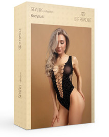 Боди черное с искрящимися стразами