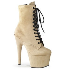 Ботильоны на платформе Pleaser бежевые замшевые ADO1020FS/BEFS/M