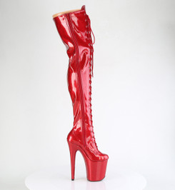 Ботфорты на платформе Pleaser красные с блеском FLAM3020GP/RG/M