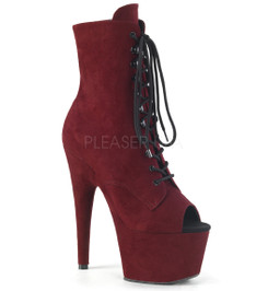 Ботильоны на платформе Pleaser бордовые замшевые ADO1021FS/BYFS/M