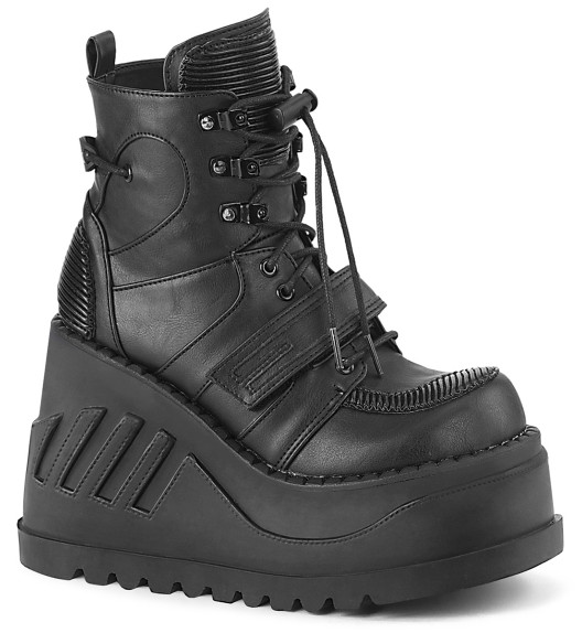 Ботинки на платформе Demonia черные STO13/BVL