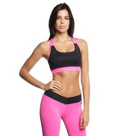 Топ спортивный черный с розовым Crossback