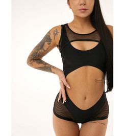 Комбинезон черный с сеткой Anela Polerina