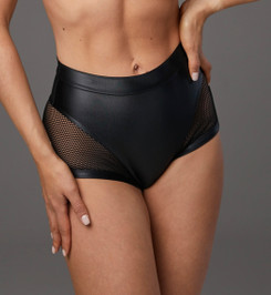 Шорты черные с эффектом кожи Anela Polerina