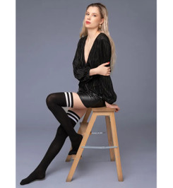 Ботфорты черные с белым WB1 Classic 02 Giulia