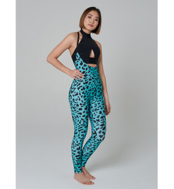 Леггинсы на подтяжках голубой леопард Shark