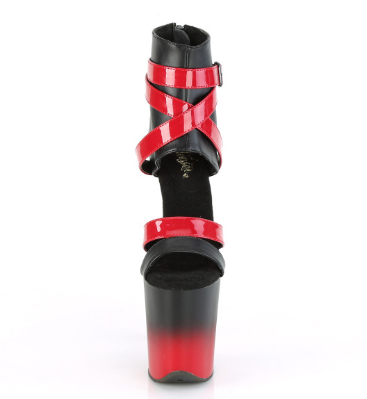 Стрипы Pleaser черные с красным FLAM800-15/BPU-RPT/M