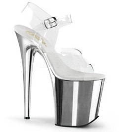 Стрипы силиконовые Pleaser серебряные FLAM808/C/SCH